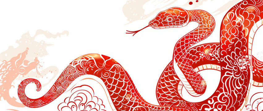 A red chinese new year snake. 2025 year of the snake