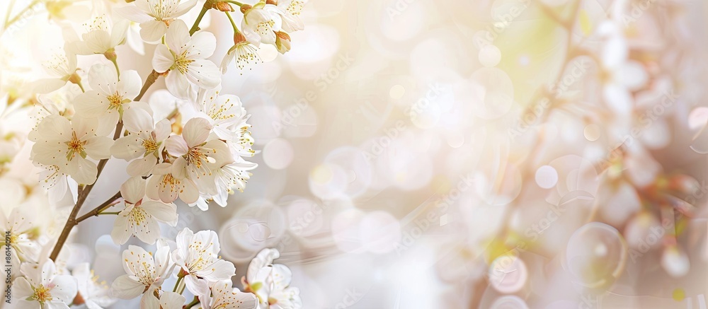Aufkleber Background of spring blossoms with a copy space image.