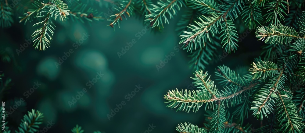 Poster christmas fir spruce branches create a festive winter holiday design with a natural background ideal