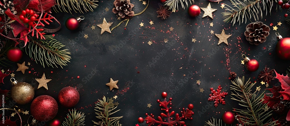 Poster festive christmas-themed frame with copy space image.