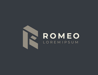 Geometric letter R logo template. Vector icon.
