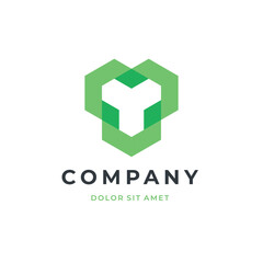 Abstract hexagon logo vector. Creative geometric logo design concept.
