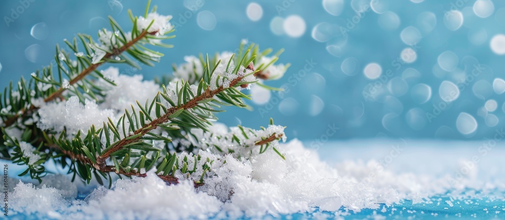 Aufkleber Blue background with white artificial snow for a Christmas winter greeting card with copy space image.