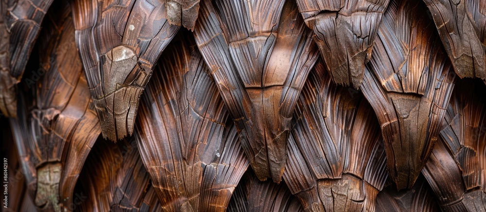 Poster brown palm bark creates an abstract backdrop with intricate nature designs, perfect for a copy space
