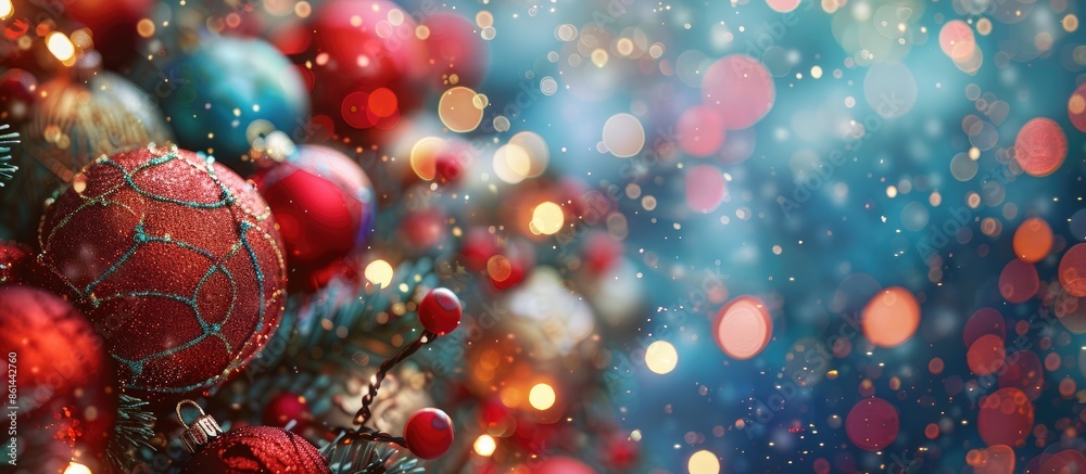 Poster festive ornaments for christmas and new year, providing a vibrant atmosphere in any space with a cop