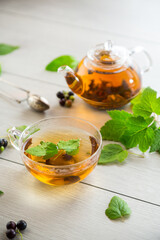 herbal tea from currant leaves and berries