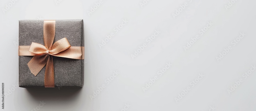 Poster Black Friday concept with a close-up image of a gift box on a white background providing ample copy space.