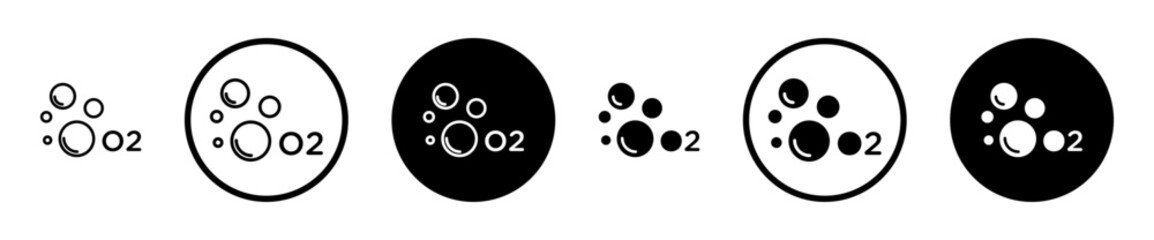 Oxygen O2 thin line vector icon set.