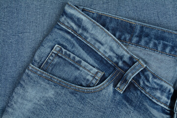 Naklejka premium Blue Jeans Coin Pocket Close Up.