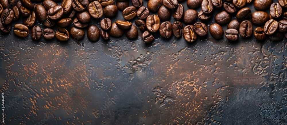 Aufkleber Background of roasted coffee beans with space for text in the image. image with copy space
