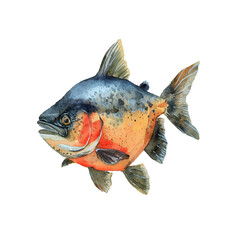 piranha vector illustration in watercolor style