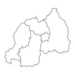 Rwanda with map administrative divisions. Vector illustration.