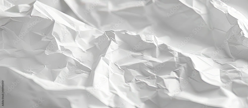 Poster Abstract background of crumpled white paper with a close-up view and copy space image.