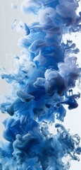 Abstract fluid smoke clouds in blue and white creating stunning visual effects