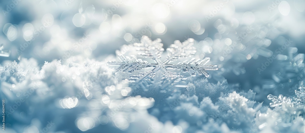 Aufkleber close-up snowy white texture of winter snowflakes for design on a toned picture background with copy
