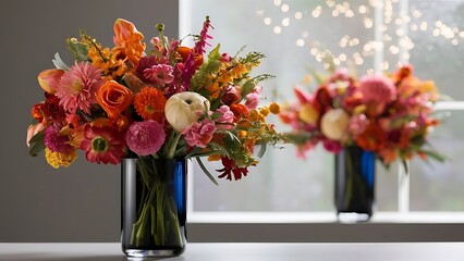 Naklejka premium Bouquet flowers in vase decoration