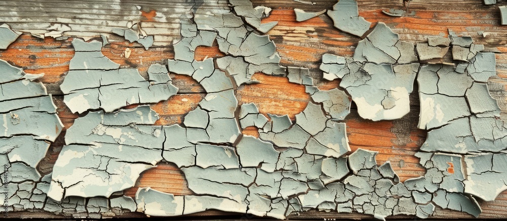Poster An old wooden background showing cracked and peeling paint, perfect for adding text or graphics in the copy space image.