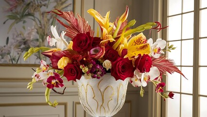 Bouquet flowers in vase decoration