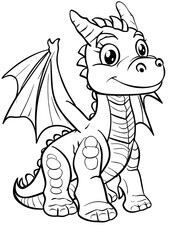 cartoon dragon coloring page. cute dragon coloring page for kids genrated by AI.