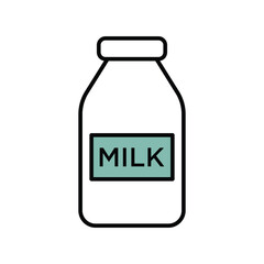Milk Bottle Icon Vector Simple Design