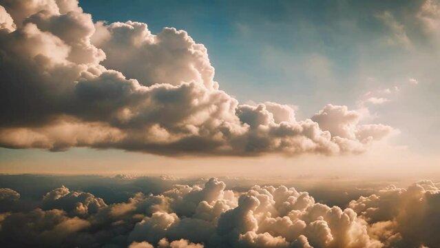 Experience the magic of a sunny summer day with this stunning time-lapse sequence. The camera captures a low angle view, highlighting the bright sun against a vibrant blue sky adorned with fluffy clou