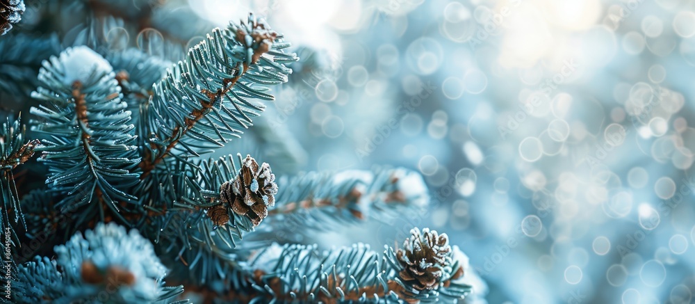 Poster christmas fir spruce branches create a festive winter holiday design with a natural background ideal