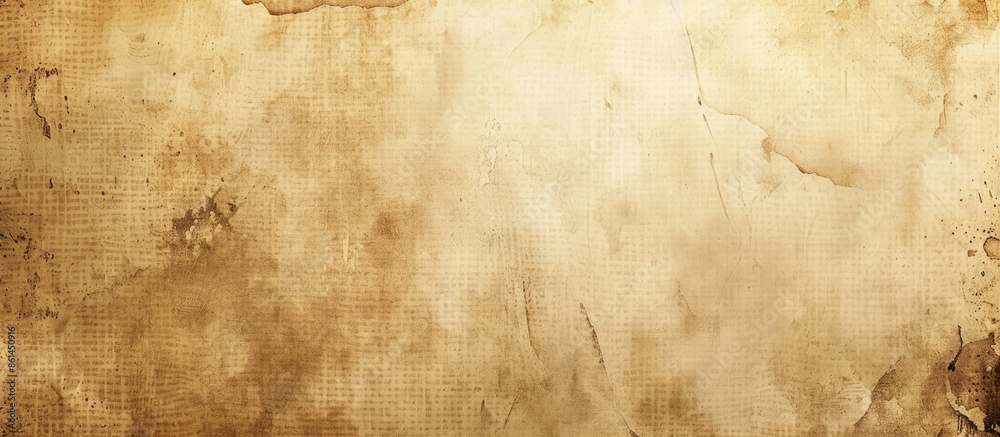 Poster An aged cream paper texture with an old, vintage look resembling a rough, grungy vignette, creating a backdrop on hardboard with room for text in a copy space image.