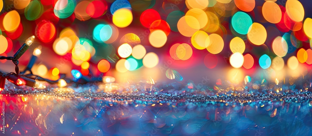 Poster vibrant holiday lights illuminate the festive scene, creating a cheerful atmosphere around the copy 