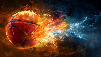 cool basketball wallpaper. firey basketball background or wallpaper for desktop genrated by AI.