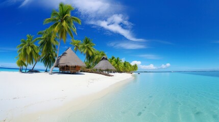 Obraz premium Tropical beach with few palm trees