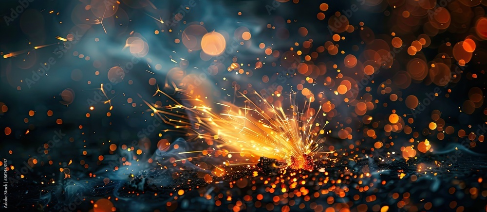 Aufkleber christmas fire spark depicted with a dark background in a stunning copy space image.