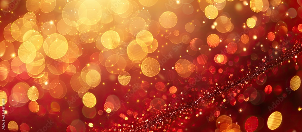 Fototapete abstract golden bokeh creating a festive backdrop with glittering christmas lights on a defocused re