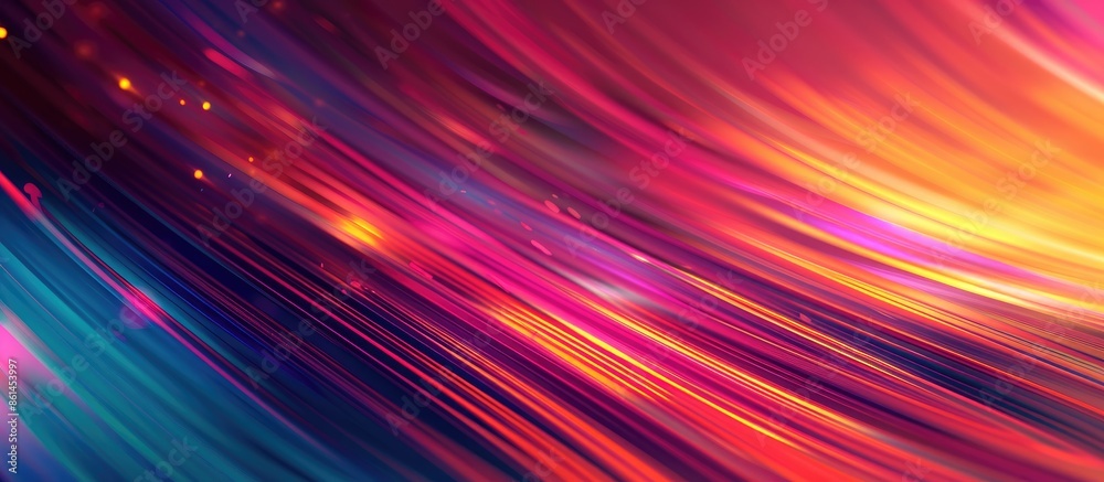 Fototapete Colorful lines create a light abstract gradient motion on the blurred background, appealing for use as a wallpaper with copy space image.