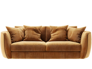 Fototapeta premium A luxurious, plush velvet sofa with tufted cushions, perfect for a modern living room or stylish home office.