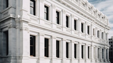 Obraz premium Close-up of the facade of a building with white columns.