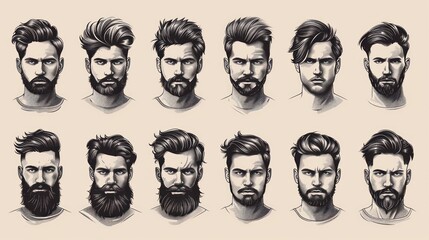 Collection of Handsome Men with Stylish Hairstyles and Beards