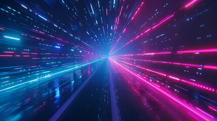 Fototapeta premium Night road lights, Lights of moving cars at night. long exposure red, blue, green, orange, Vibrant Light Trails Illuminate Speeding Car on Night Highway, lights on the streets of a city at night