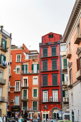 Fototapeta premium Naples, Italy - 18 May, 2024: Colorful antique buildings in Napoli
