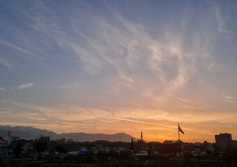 sunset over the city