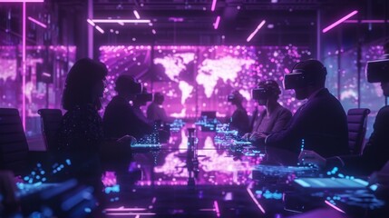 A companys sales team conducts a 5Gconnected VR meeting with a potential client providing a unique and immersive experience that sets them apart from competitors.