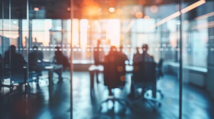 Fototapeta premium Business office meeting blurred effect background illustration generated by ai