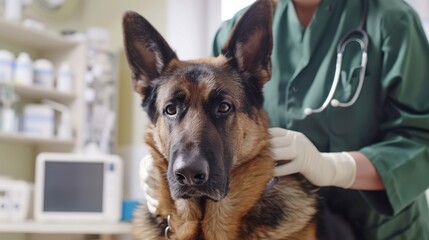 The German Shepherd at Vet