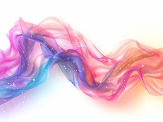Obraz premium Abstract colorful flowing wave with sparkling glitter, isolated on white background.