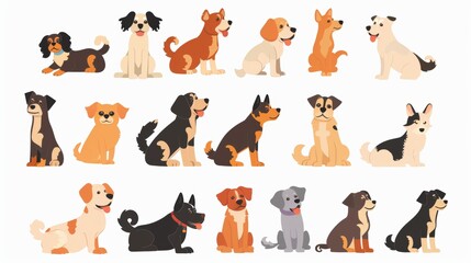 Vector illustration collection of cute dog