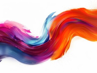 Abstract colorful paint strokes in a wavy pattern on a white background.