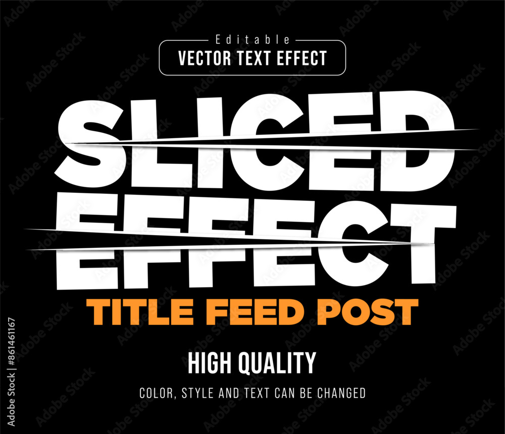 Fototapete sliced editable text effect title feed