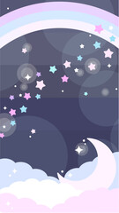 虹と天の川のゆめかわな縦型背景素材
