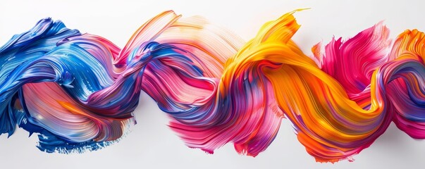 Abstract swirls of vibrant blue, pink, orange and yellow paint.