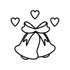 Bells with hearts in cute style

