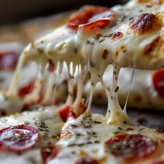 Pizzast&uuml;ck saftig und mit viel K&auml;se &uuml;berbacken